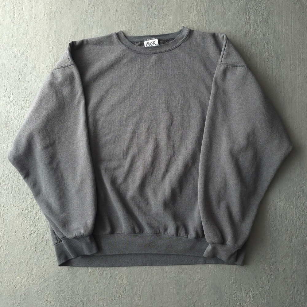 Vintage 90s Simply Basic Grey Sweatshirt XL Faded Cotton Blend Made in Canada